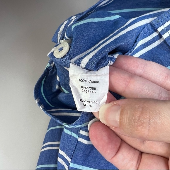 J Crew Factory Mens Size XS Casual Button Down Shirt Blue Stripe Longsleeve - Picture 7 of 8